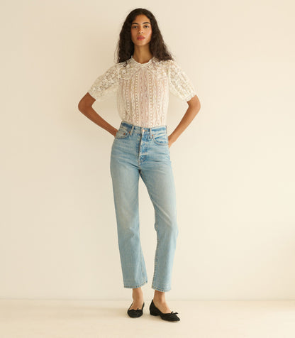 Idora Embroidered Tulle Blouse | Salt