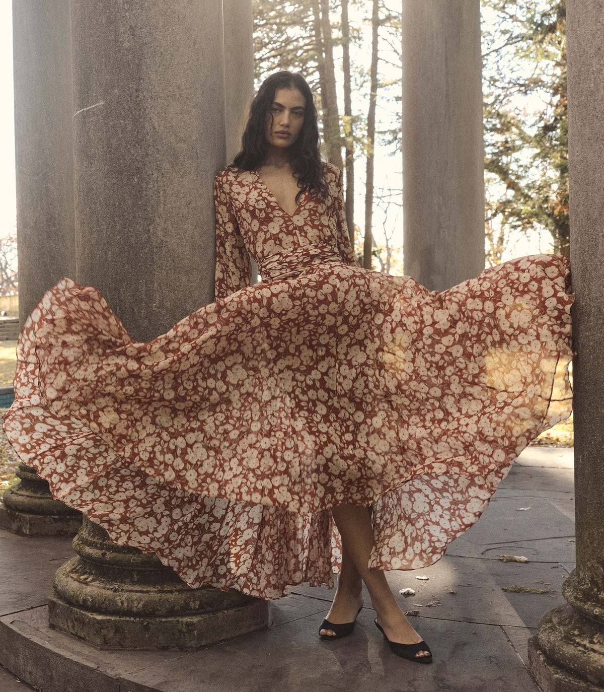 Imelda Silk Chiffon Maxi Dress | Rouge Ambridge Rose