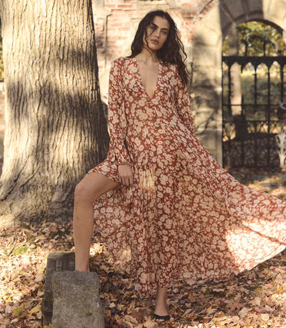 Imelda Silk Chiffon Maxi Dress | Rouge Ambridge Rose