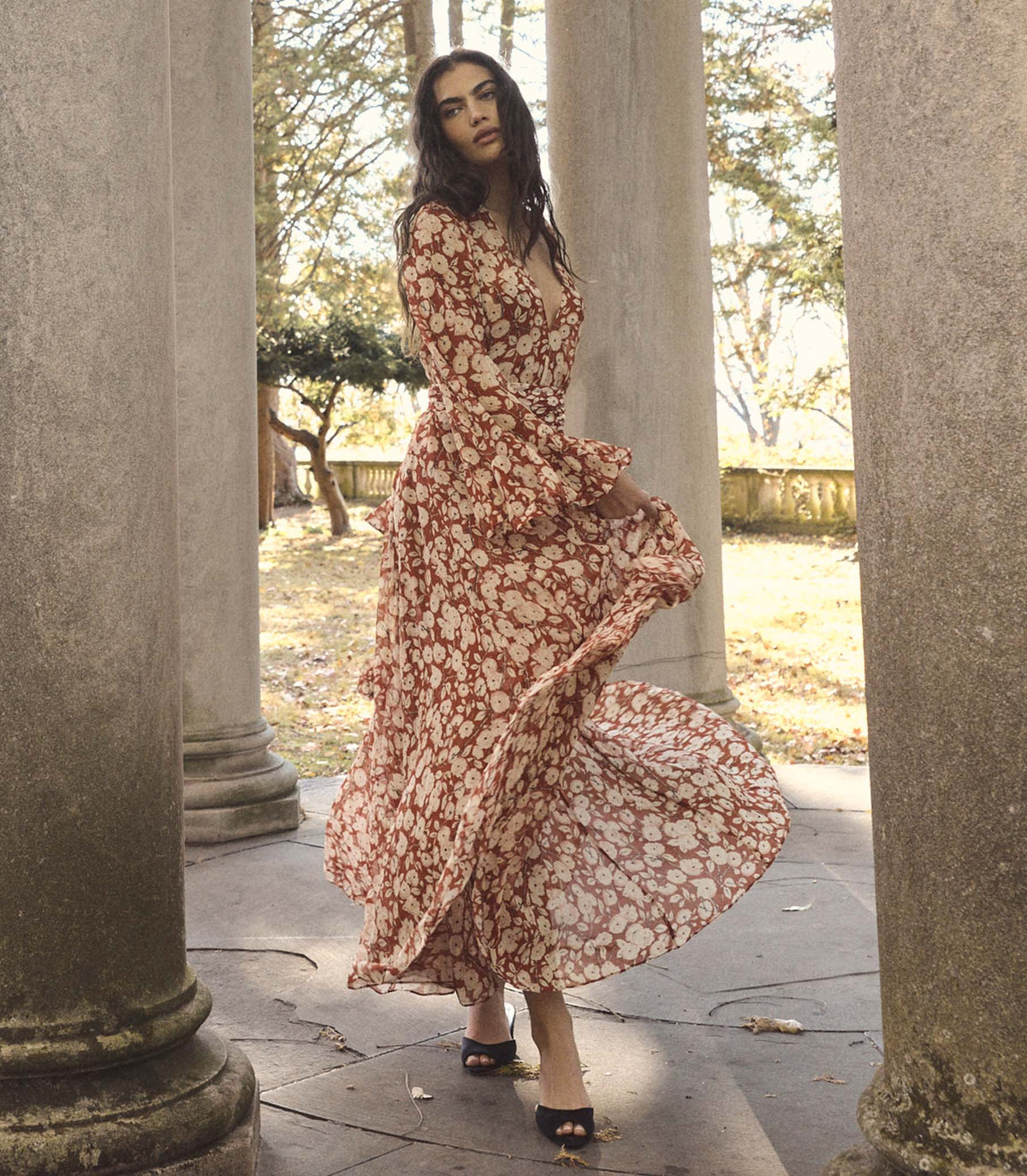 Imelda Silk Chiffon Maxi Dress | Rouge Ambridge Rose