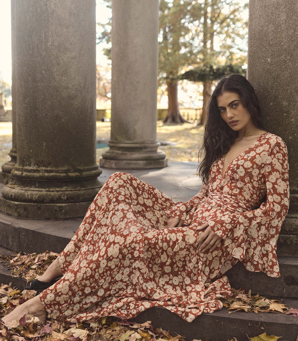Imelda Silk Chiffon Maxi Dress | Rouge Ambridge Rose