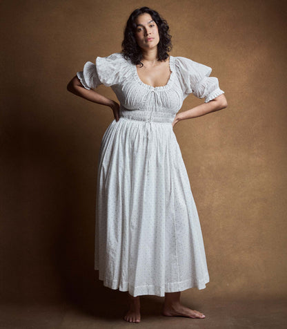Ischia Organic Voile Dress | Salt Flock Dot