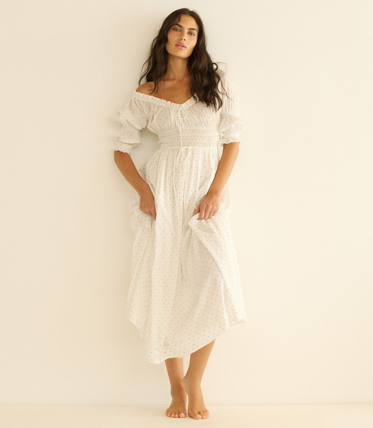 Ischia Organic Voile Dress | Salt Flock Dot