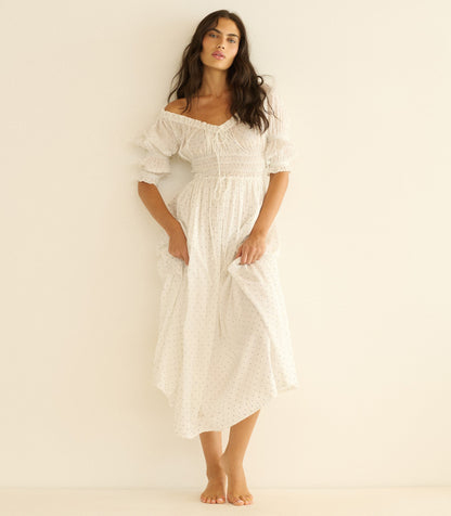 Ischia Organic Voile Dress | Salt Flock Dot