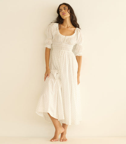 Ischia Organic Voile Dress | Salt Flock Dot