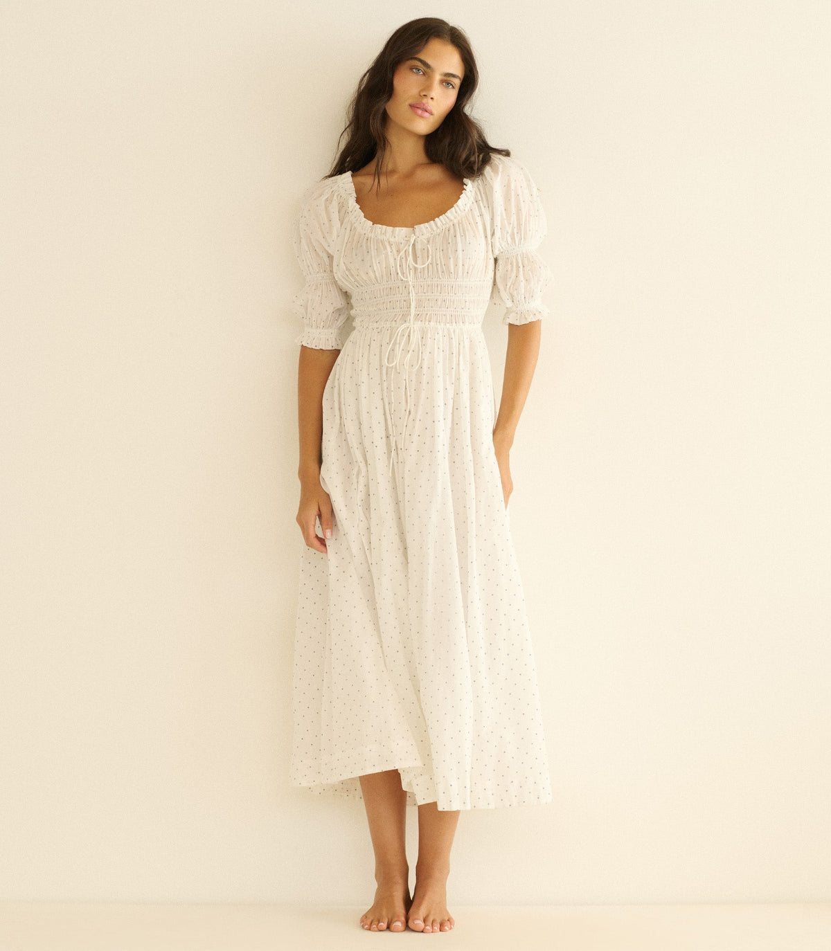 Ischia Organic Voile Dress | Salt Flock Dot