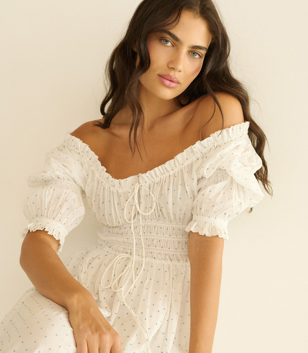 Ischia Organic Voile Dress | Salt Flock Dot