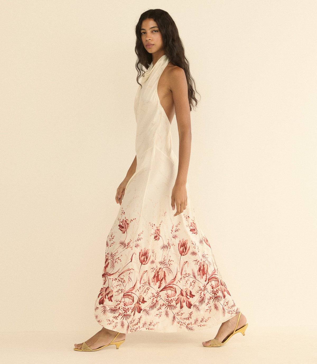 Ismerie Silk Satin Halter Maxi Dress | Windswept Tulips