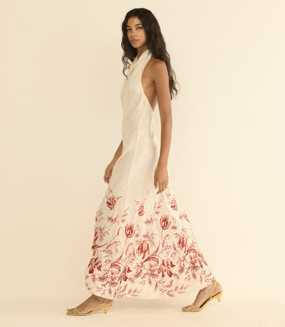Ismerie Silk Satin Halter Maxi Dress | Windswept Tulips