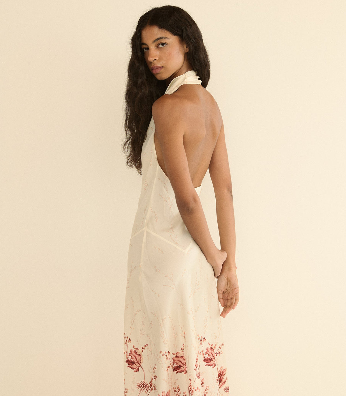Ismerie Silk Satin Halter Maxi Dress | Windswept Tulips