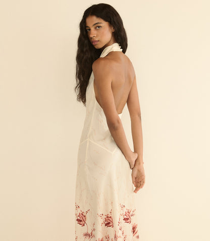 Ismerie Silk Satin Halter Maxi Dress | Windswept Tulips