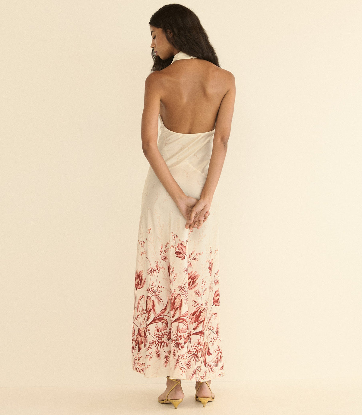 Ismerie Silk Satin Halter Maxi Dress | Windswept Tulips