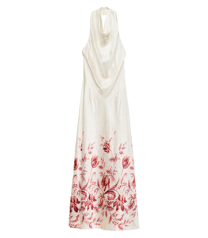 Ismerie Silk Satin Halter Maxi Dress | Windswept Tulips