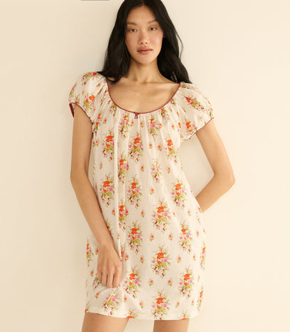 Julia Organic Voile Mini Dress | Rose Petit Bouquet