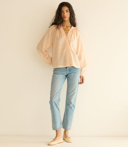 Julienne Top – Peach Sorbet Marseille Embroidery