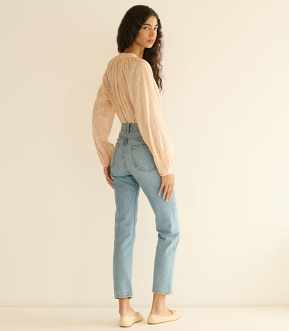 Julienne Top – Peach Sorbet Marseille Embroidery