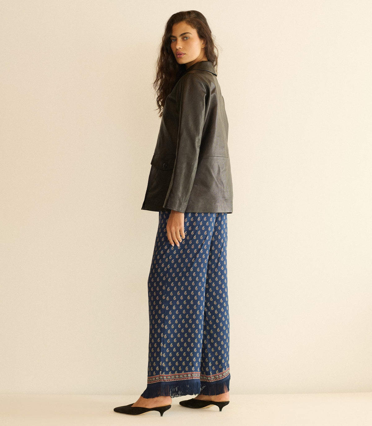 Lavon Fringe Pant – Bleu Taormina Paisley Silk-Viscose