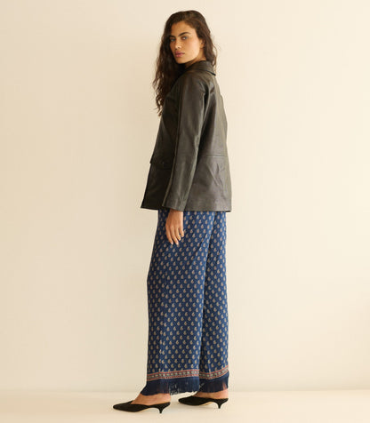 Lavon Fringe Pant – Bleu Taormina Paisley Silk-Viscose