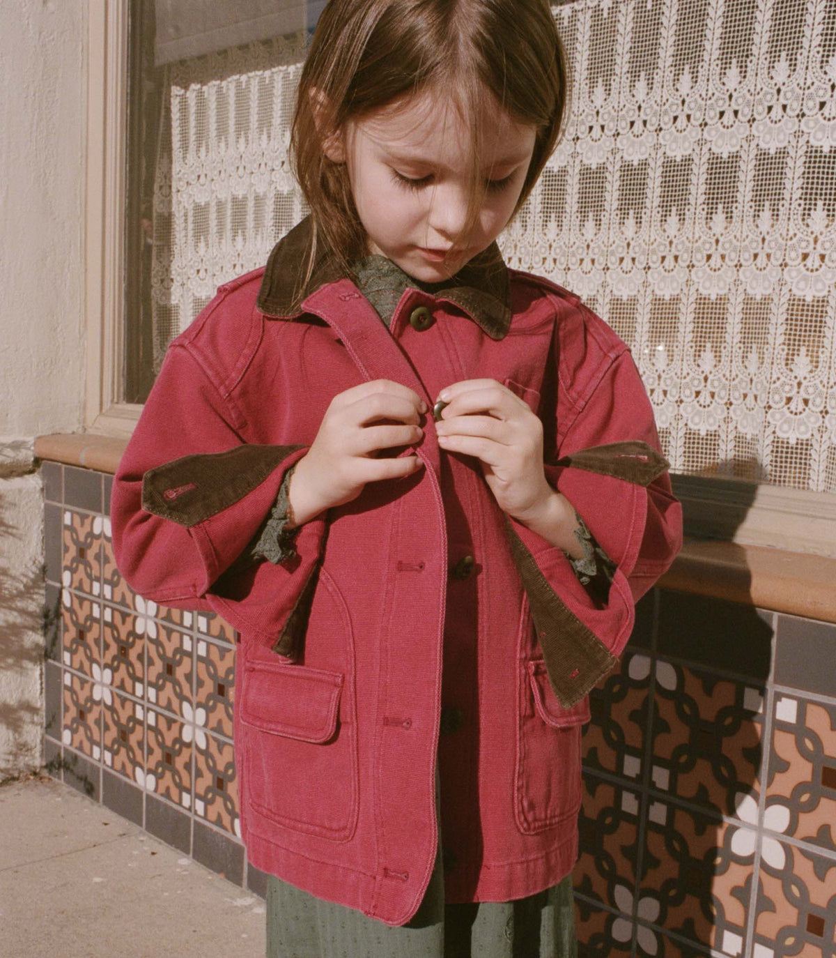 Little Pascual Washed Crimson Kids Barn Jacket