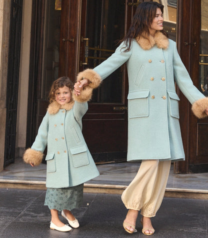 DÔEN Little Deneuve Wool-Blend Bouclé Coat – Brighton Fog