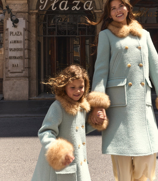 DÔEN Little Deneuve Wool-Blend Bouclé Coat – Brighton Fog