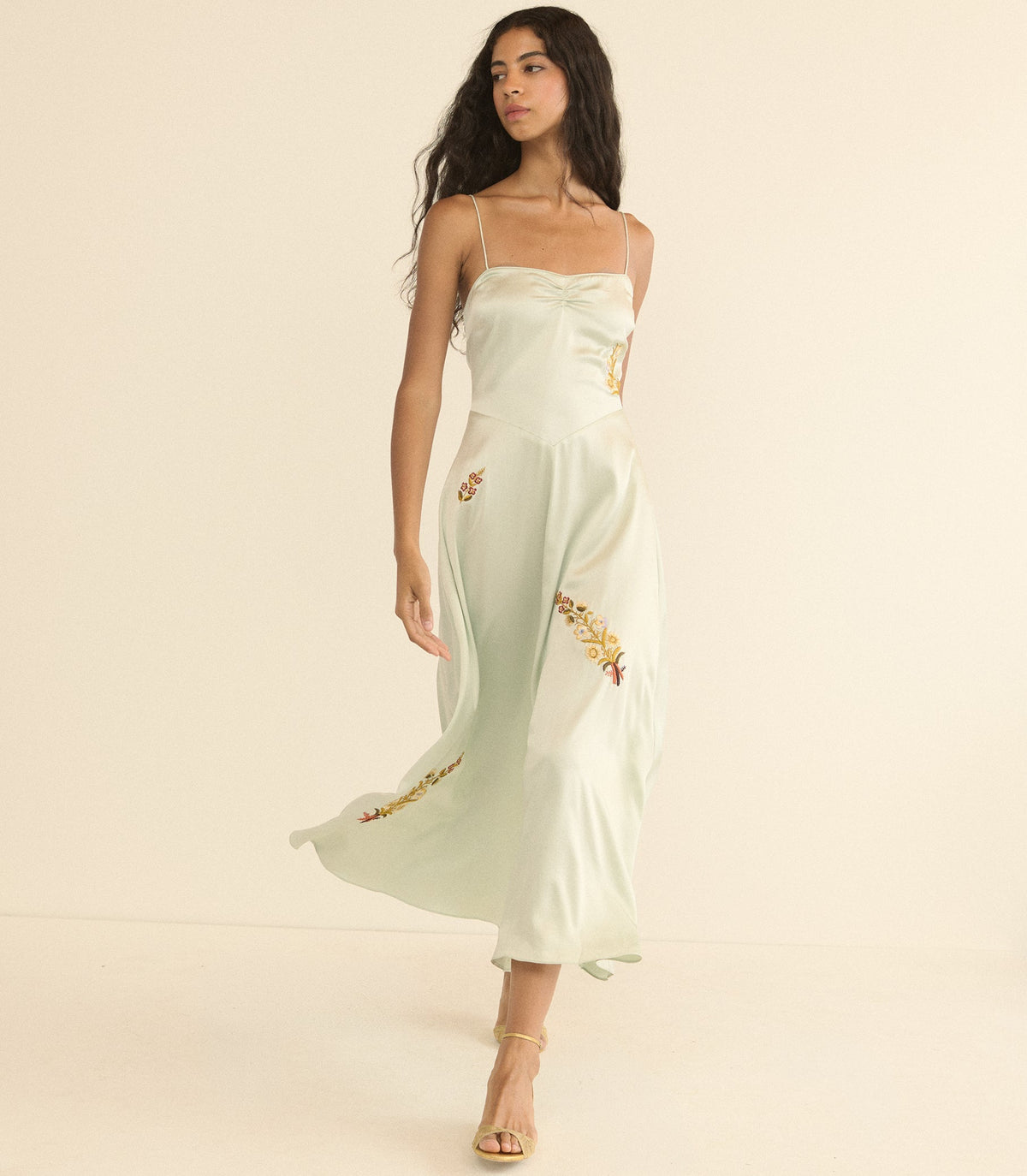 DÔEN Heirloom Lorraine Silk Satin Dress – Eucalyptus