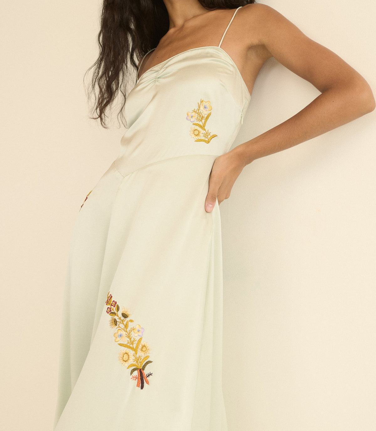 DÔEN Heirloom Lorraine Silk Satin Dress – Eucalyptus