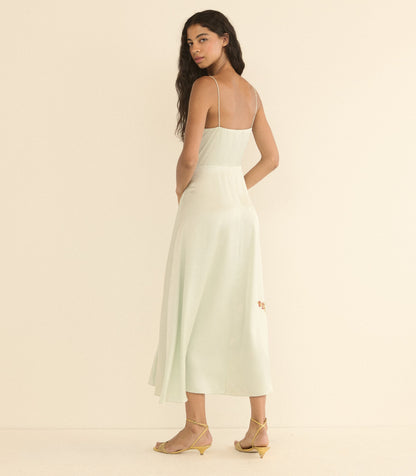 DÔEN Heirloom Lorraine Silk Satin Dress – Eucalyptus