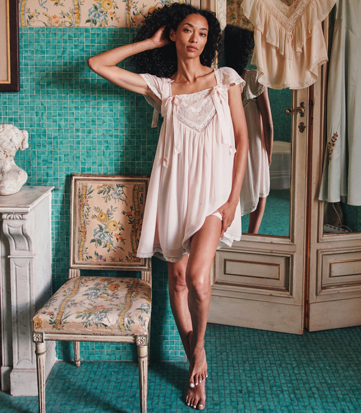 Maevie Rosebud Silk Georgette Babydoll Dress