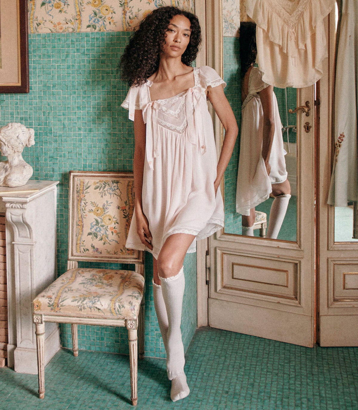 Maevie Rosebud Silk Georgette Babydoll Dress
