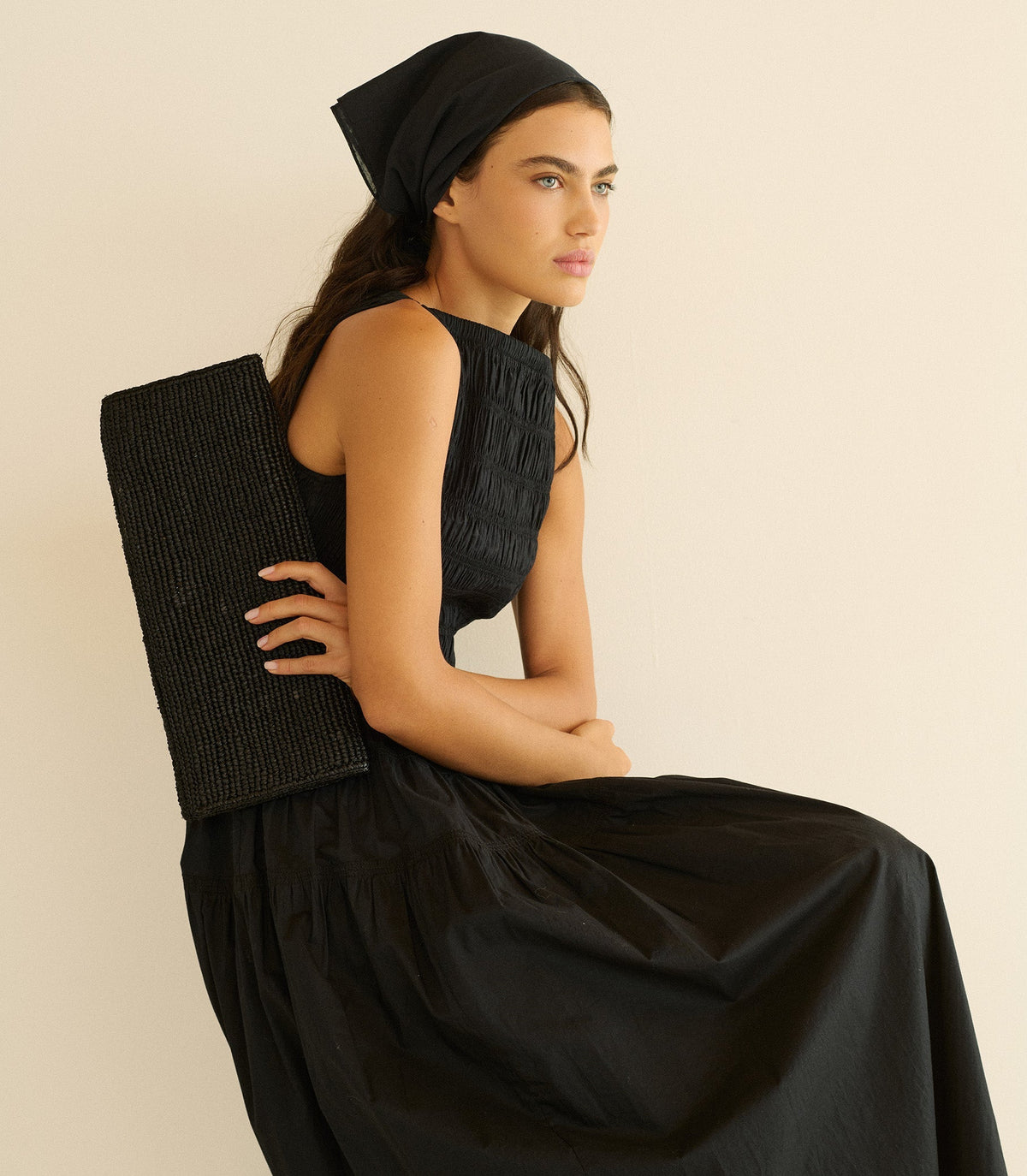 Melie Organic Cotton Poplin Dress – Black | Smocked Bodice