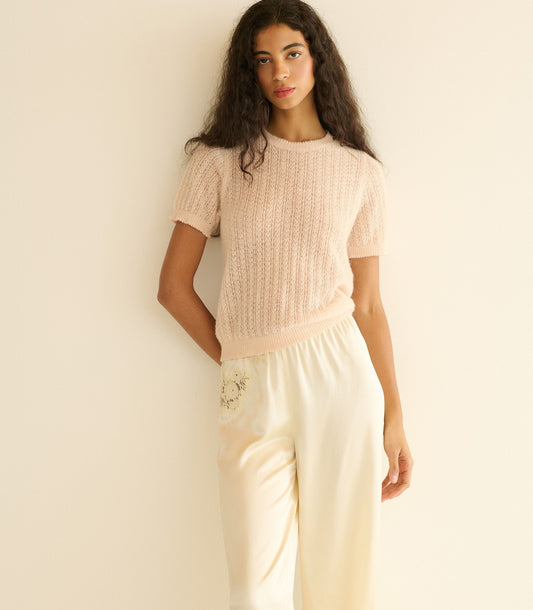 Monica Alpaca Merino Pointelle Sweater – Parfait | 1960s Style