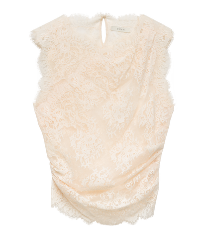 Nailah Floral Lace Sleeveless Top – Candlelight | V-Neckline