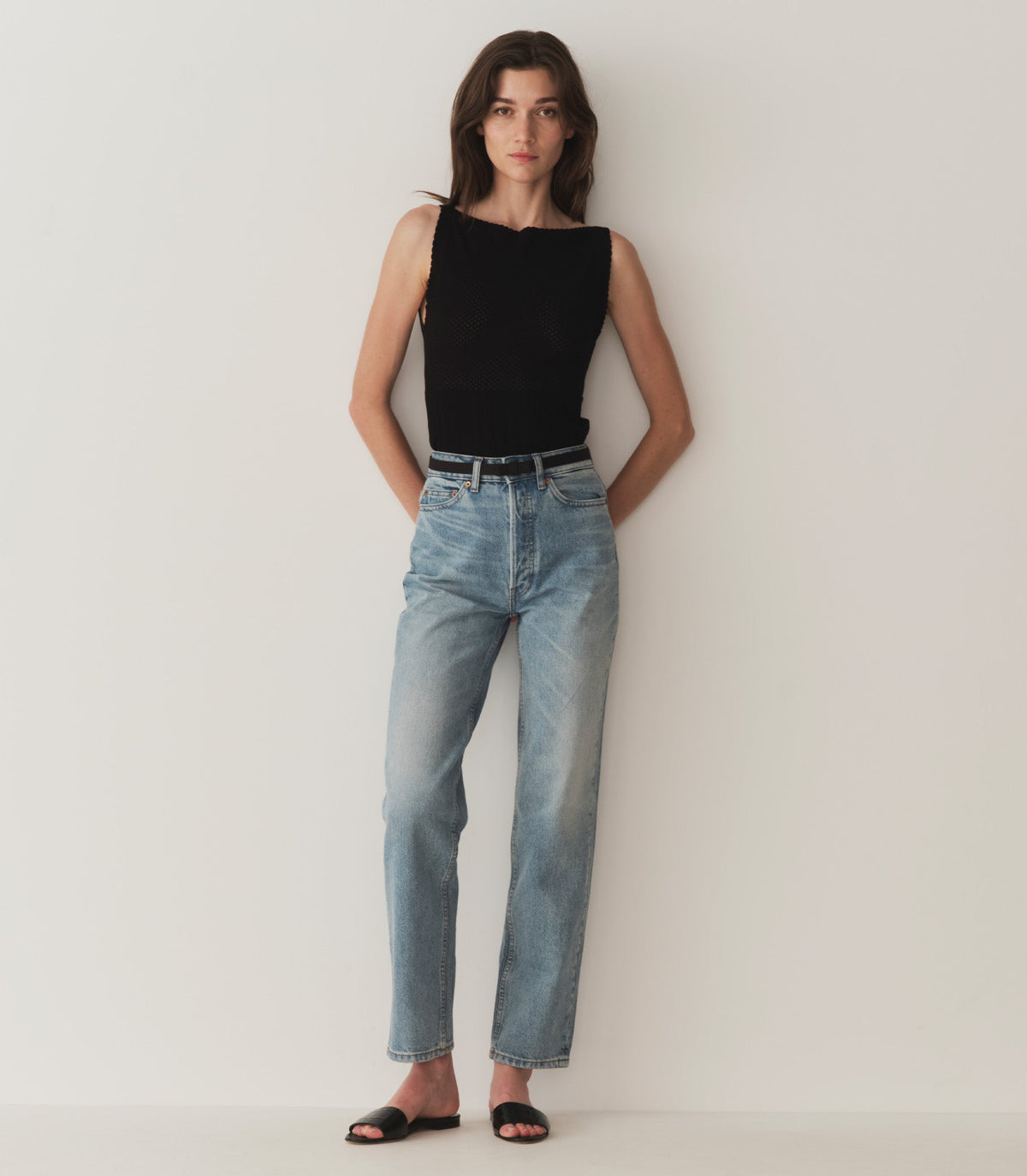 Junie Bow Belt – Black Cotton & Leather Belt