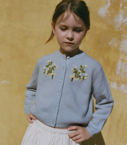 Petit Gardenia 100% Cashmere Cardigan for Kids – Clear Sky