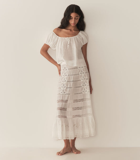 Solina Top in Salt | Lightweight Ramie Puff Sleeve Blouse