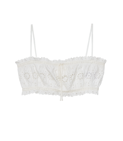 Tia Top Salt | Organic Cotton Floral Eyelet Cropped Tank